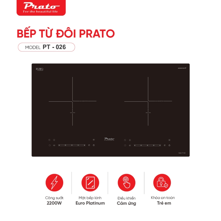 Bếp từ đôi Prato Model: PT-026